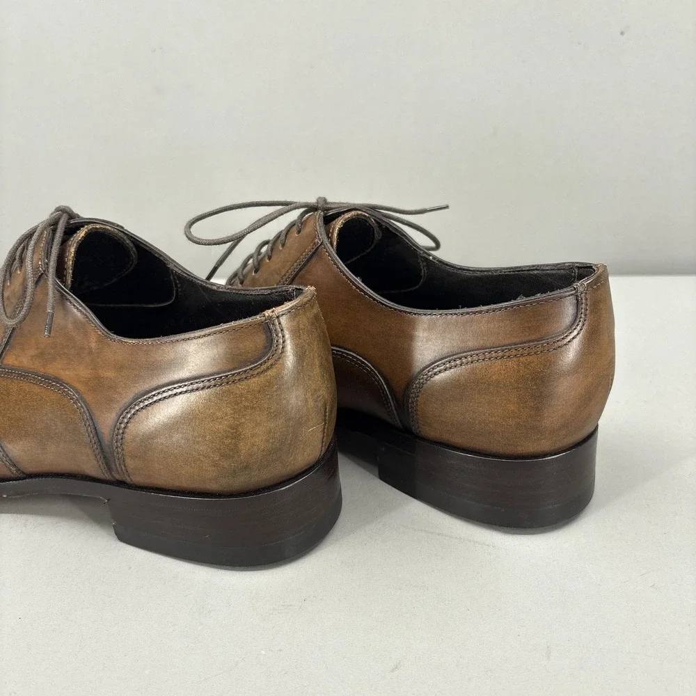 Canali Shoes‎ Mens 8.5 41.5 Brown Leather Wingtip Oxford Made Italy Dress NEW
